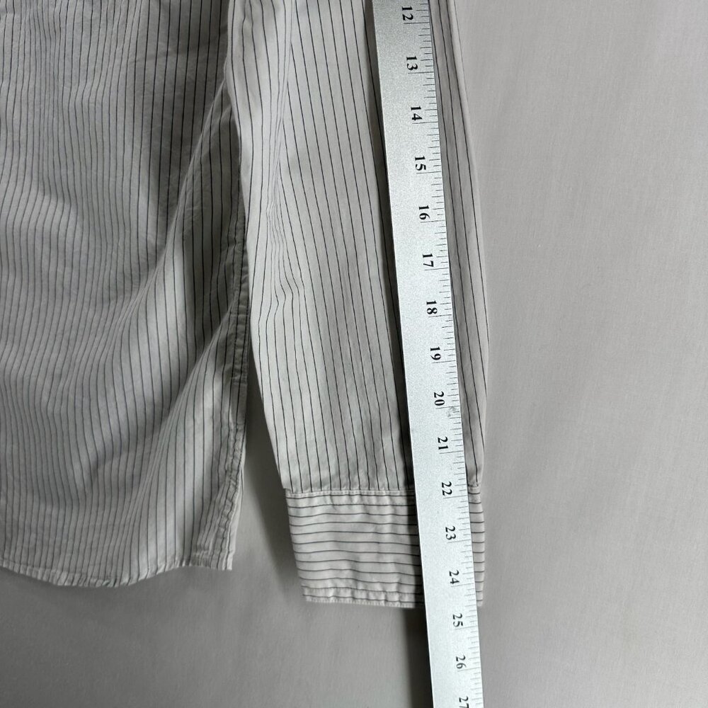 Sonoma Life+Style Shirt Mens S Casual Poplin Button Up Long Sleeve Striped White - Picture 8 of 12